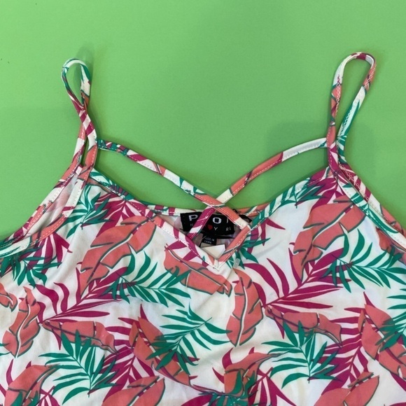 Poof New York Leaf Print Front Tie Shirt - Picture 2 of 4